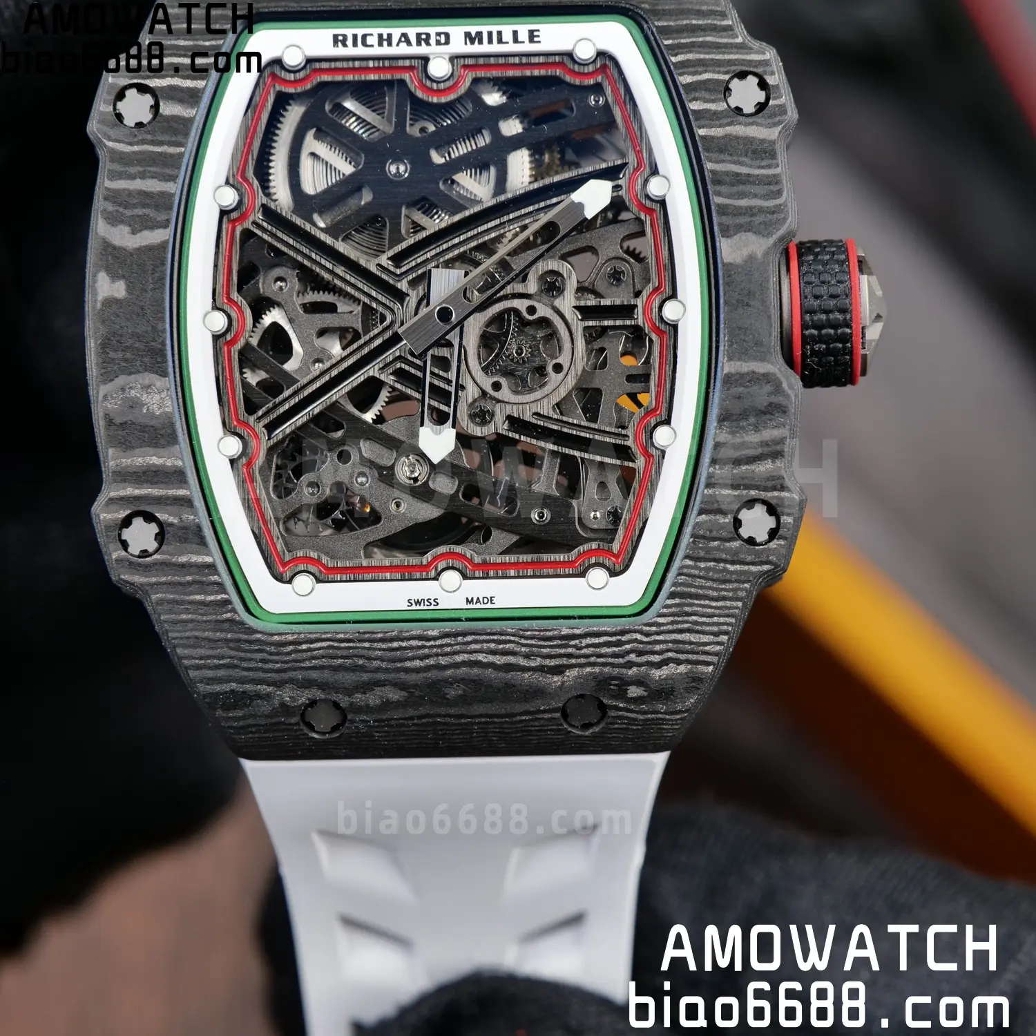 RICHARD MILLE 1:1 RM67-02 Black NTPT RICH Factory Pro 1:1 Italy Skeleton Dial White Rubber Strap CRMA7 Super Clone V2 91 bab6aa919613992 AMO Watch