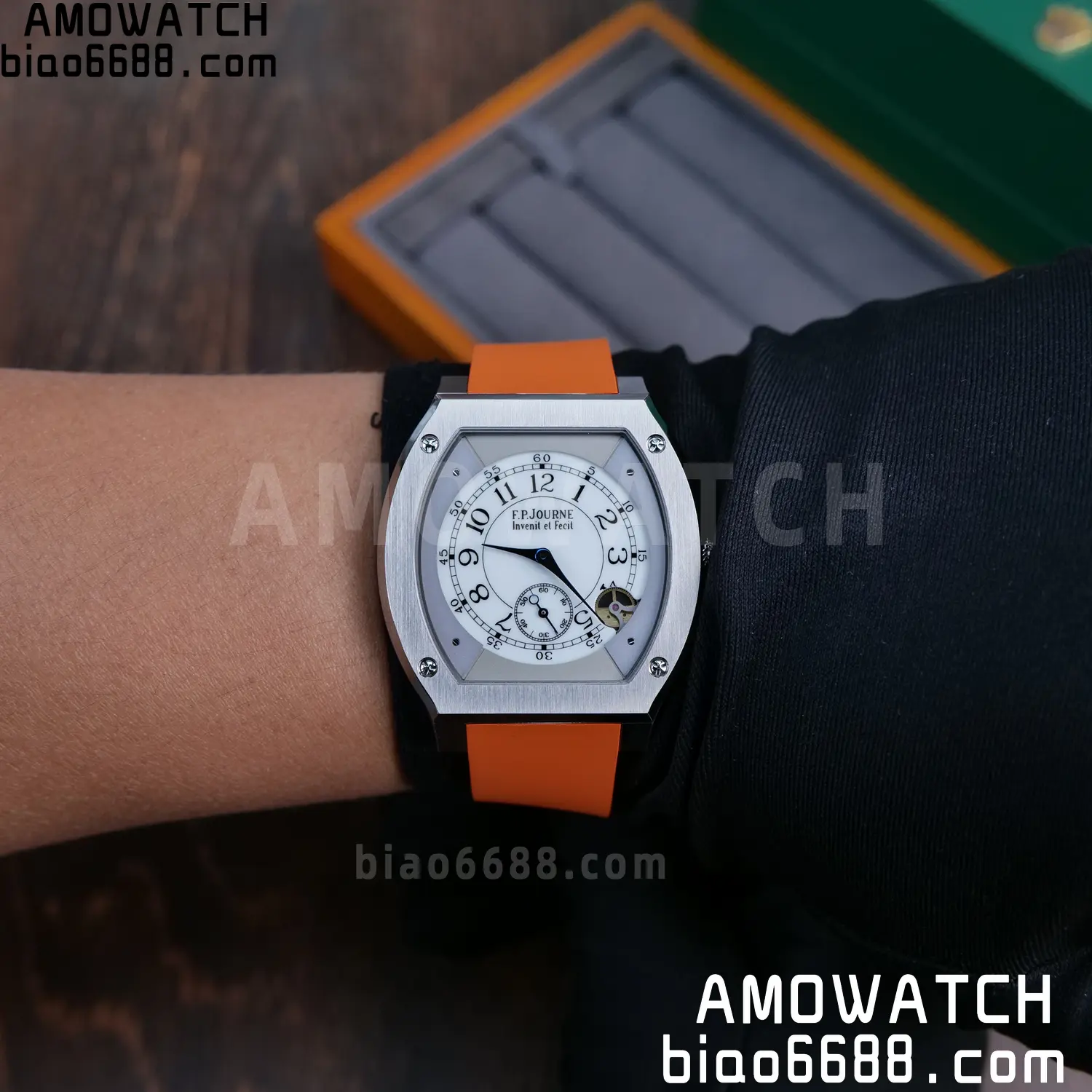 FPJ F.P.Journe Elegante FJ Factory Best Edition White Dial on Orange Rubber Strap Quartz V2 79 bc80939d8b9df9d AMO Watch