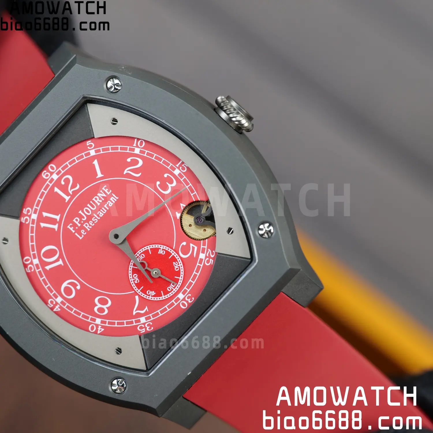 FPJ F.P.Journe Elegante PVD FJ Factory Best Edition Red Dial on RedRubber Strap Quartz V2 105 bd26e5a14363a63 AMO Watch