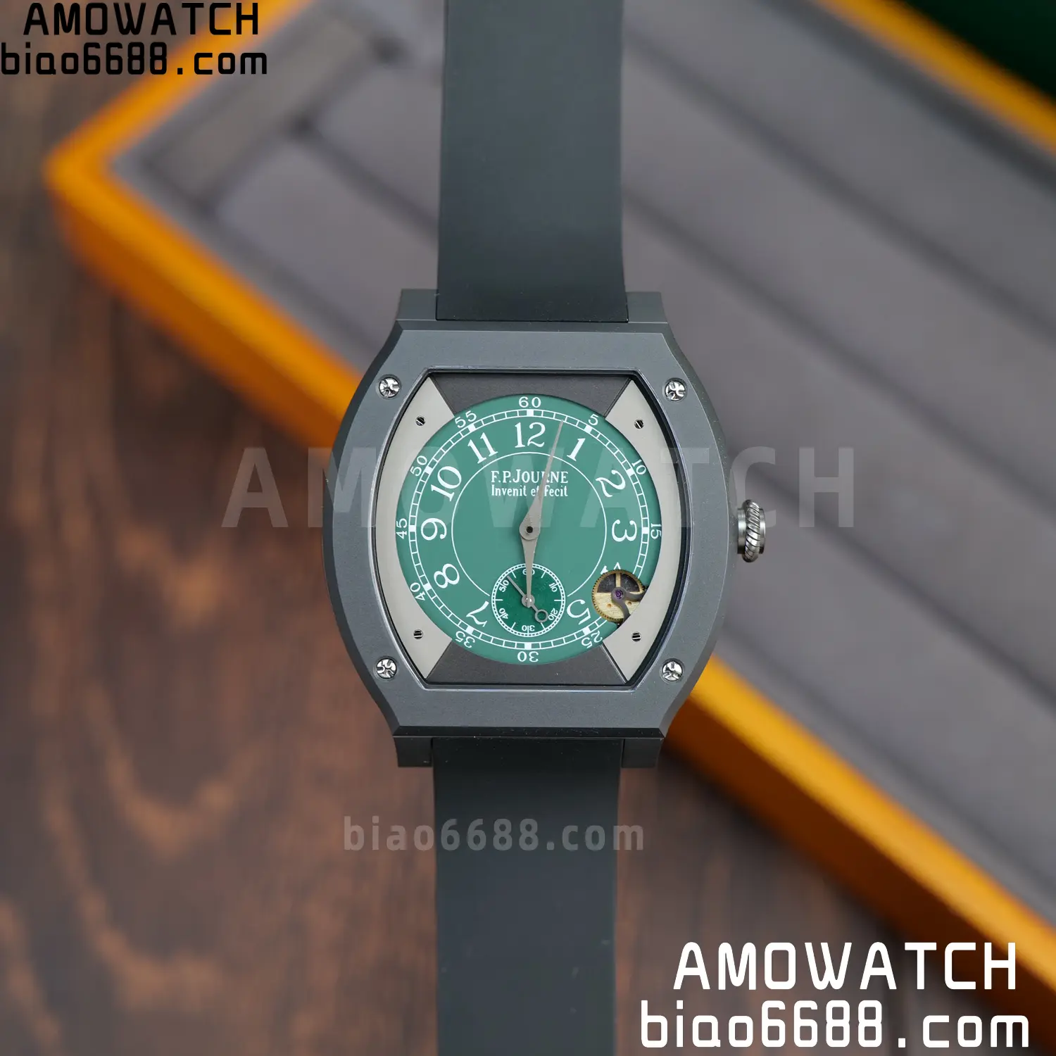 FPJ F.P.Journe Elegante PVD FJ Factory Best Edition Green Dial on Black Rubber Strap Quartz V2 76 bd9a97d89eefefb AMO Watch