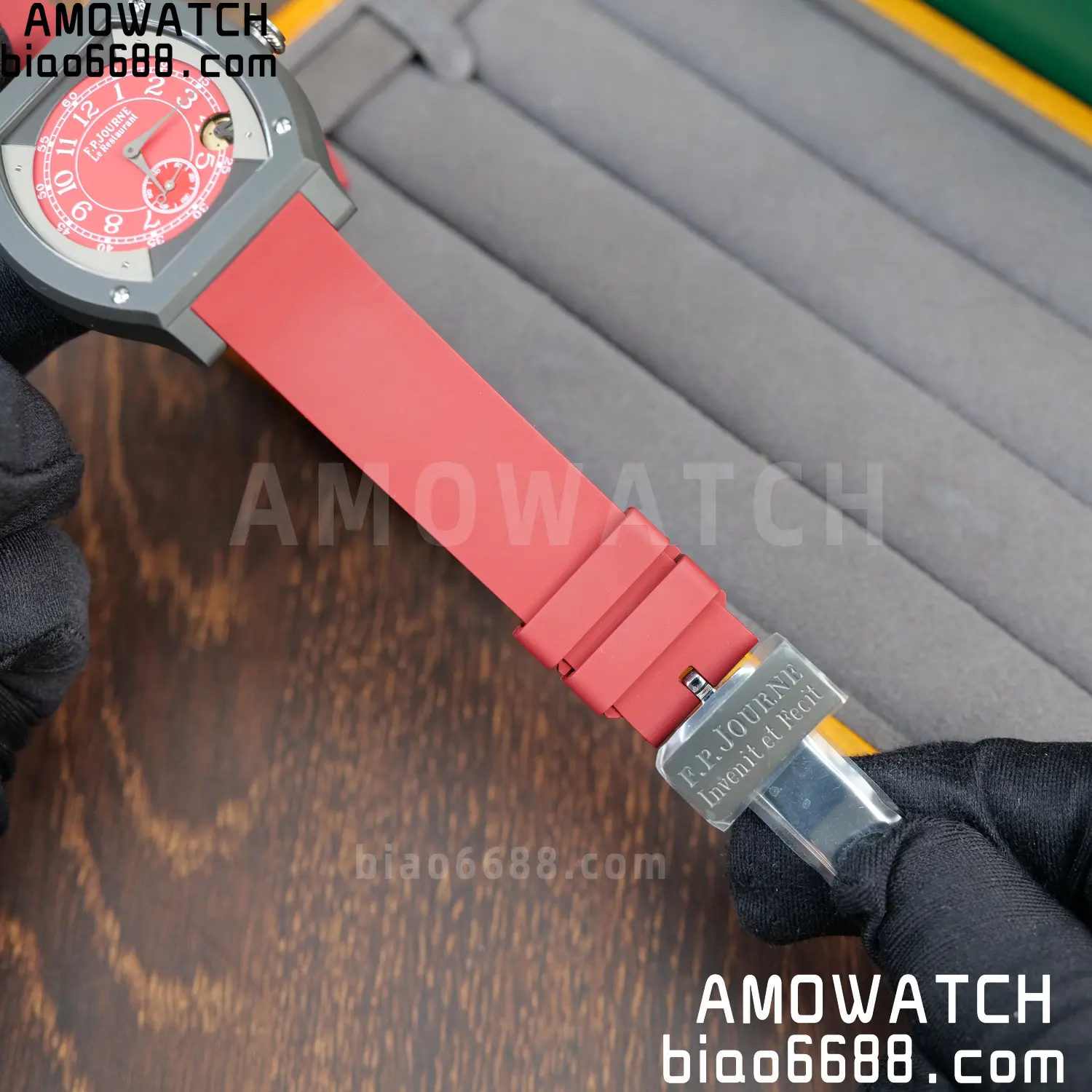 FPJ F.P.Journe Elegante PVD FJ Factory Best Edition Red Dial on RedRubber Strap Quartz V2 90 bf110efddd29ab9 AMO Watch