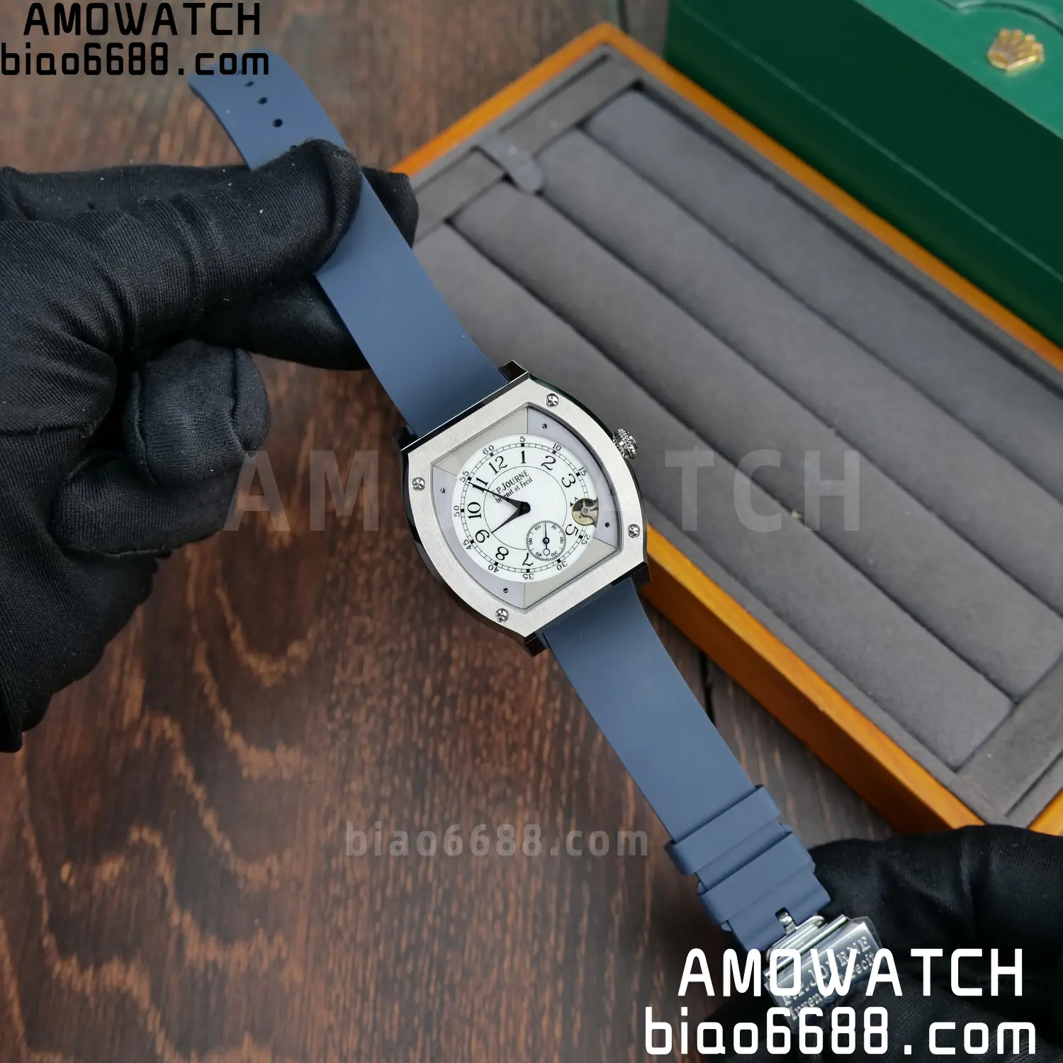 FPJ F.P.Journe Elegante FJ Factory Best Edition White Dial on Blue Rubber Strap Quartz V2 82 c372ad07de33ba3 AMO Watch