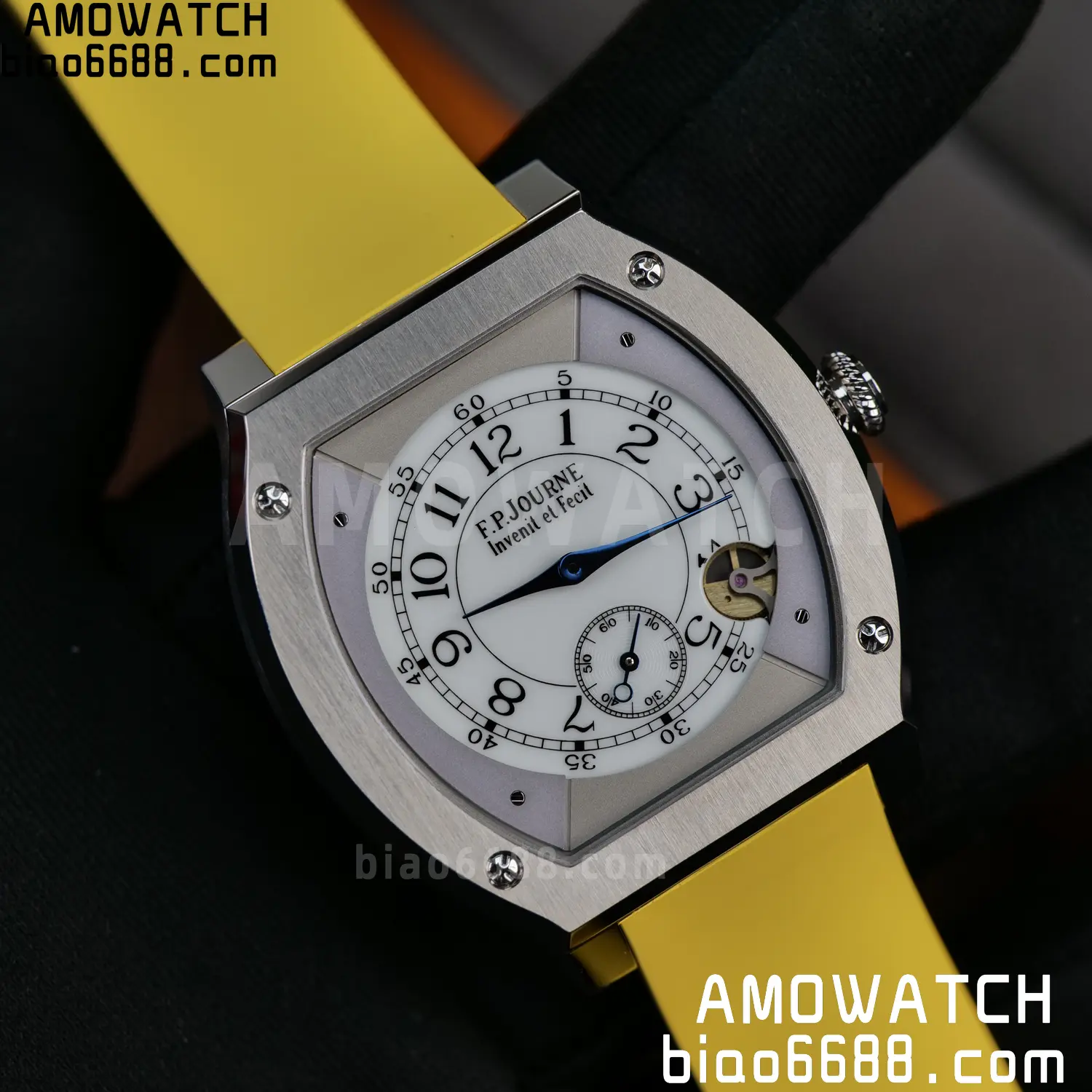 FPJ F.P.Journe Elegante FJ Factory Best Edition White Dial on Yellow Rubber Strap Quartz V2 97 c3d88ae167f2329 AMO Watch