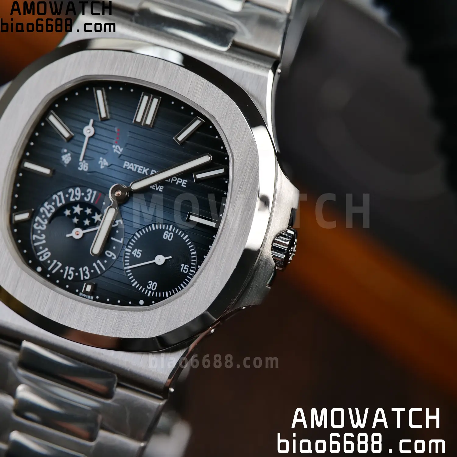 Custom Made Patek Philippe Nautilus 5712 SS UMI 126 c47b25537ba772d AMO Watch