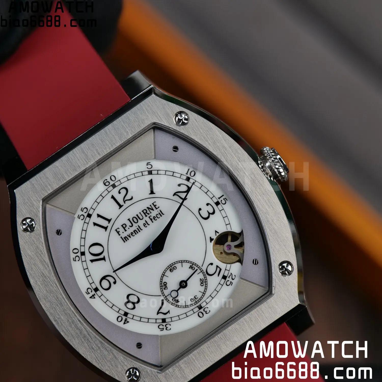 FPJ F.P.Journe Elegante FJ Factory Best Edition White Dial on Red Rubber Strap Quartz V2 100 c540220bd0e0f4d AMO Watch