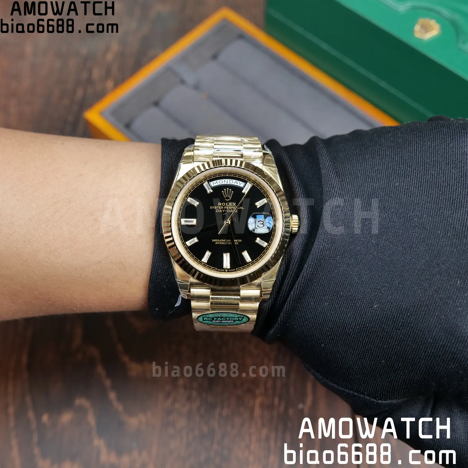 Rolex Day Date 40 YG 228238 RCF 1:1 Best Edition Black Dial on President Bracelet VR3255 (210g) 58 c5842e01d261525 AMO Watch