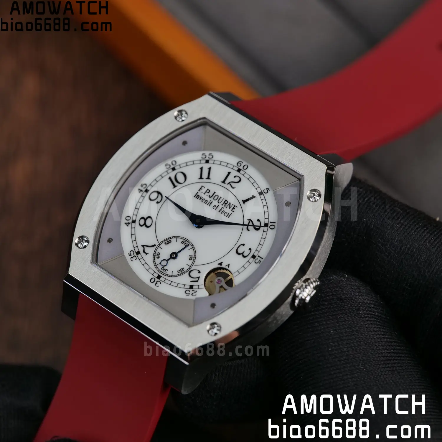 FPJ F.P.Journe Elegante FJ Factory Best Edition White Dial on Red Rubber Strap Quartz V2 98 c5c9841de82b2ff AMO Watch