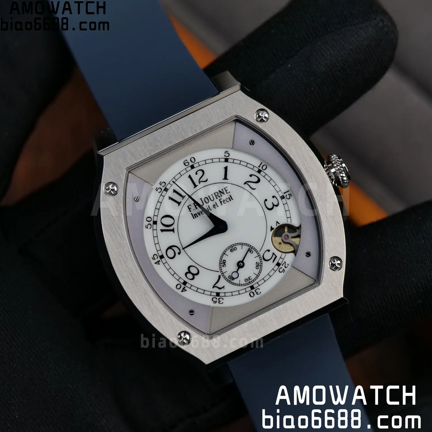 FPJ F.P.Journe Elegante FJ Factory Best Edition White Dial on Blue Rubber Strap Quartz V2 103 c61d7efea742d40 AMO Watch