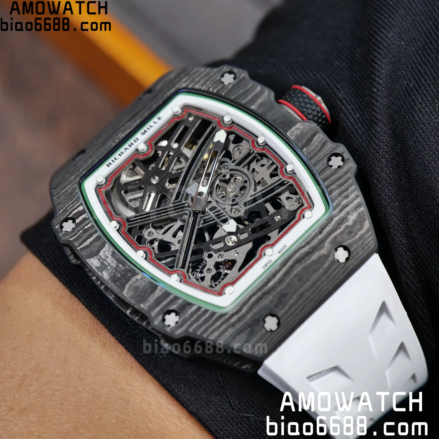 RICHARD MILLE 1:1 RM67-02 Black NTPT RICH Factory Pro 1:1 Italy Skeleton Dial White Rubber Strap CRMA7 Super Clone V2 104 c7008762469b58f AMO Watch