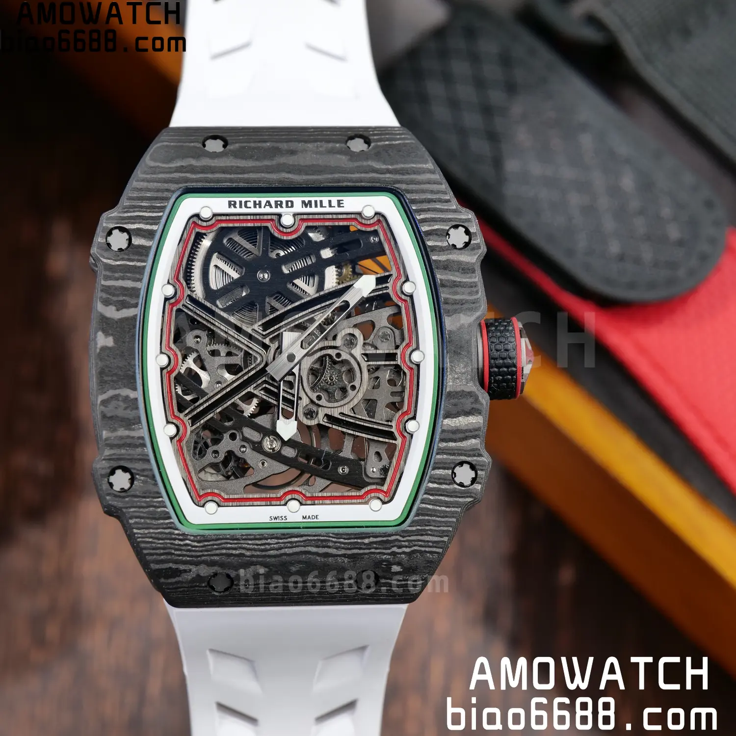 RICHARD MILLE 1:1 RM67-02 Black NTPT RICH Factory Pro 1:1 Italy Skeleton Dial White Rubber Strap CRMA7 Super Clone V2 79 c74f61bfccfec95 AMO Watch