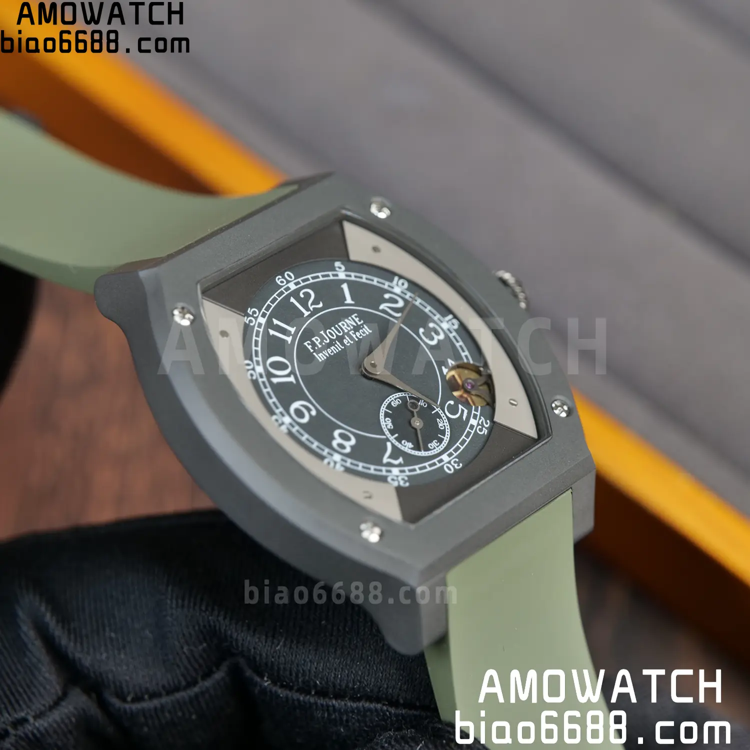 FPJ F.P.Journe Elegante PVD FJ Factory Best Edition Black Dial on Green Rubber Strap Quartz V2 92 c7e396d56fedec1 AMO Watch