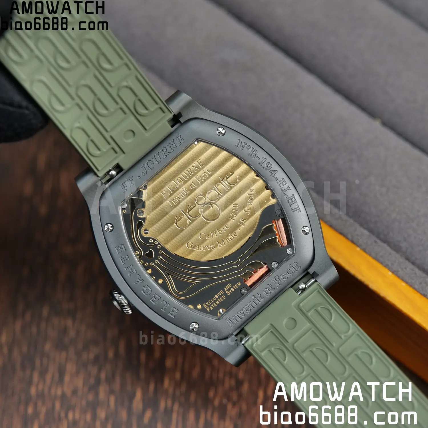 FPJ F.P.Journe Elegante PVD FJ Factory Best Edition Black Dial on Green Rubber Strap Quartz V2 104 c83757c36aa4f3c AMO Watch
