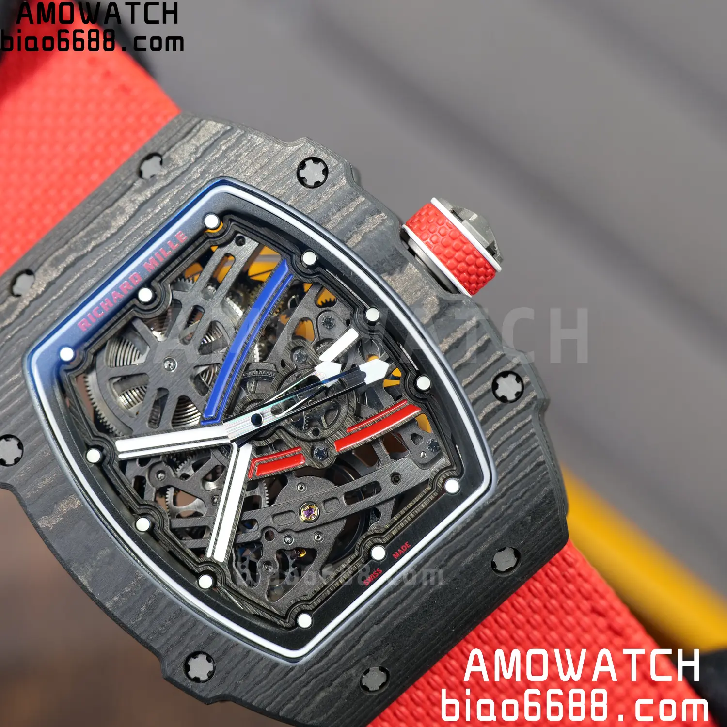 RICHARD MILLE RM67-02 Black NTPT RICH Factory 1:1 France Blue/Red/White Skeleton Dial CRMA7 Super Clone 88 ca20202fdfdb418 AMO Watch