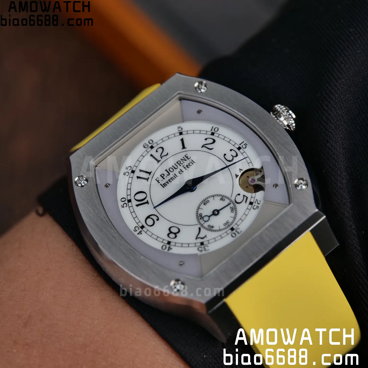 FPJ F.P.Journe Elegante FJ Factory Best Edition White Dial on Yellow Rubber Strap Quartz V2 107 ca29f687406ef5b AMO Watch