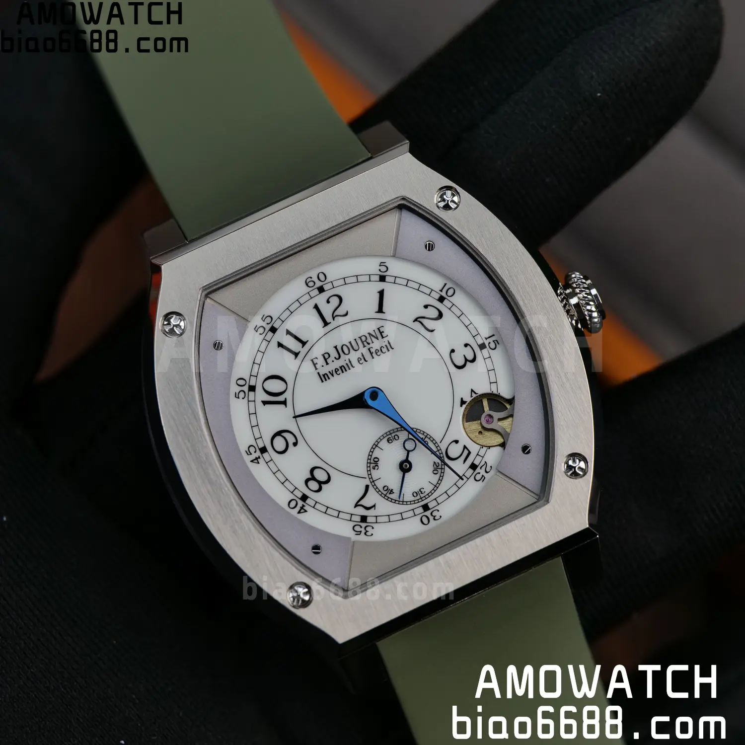 FPJ F.P.Journe Elegante FJ Factory Best Edition White Dial on Green Rubber Strap Quartz V2 102 cb31125fcef64c0 AMO Watch