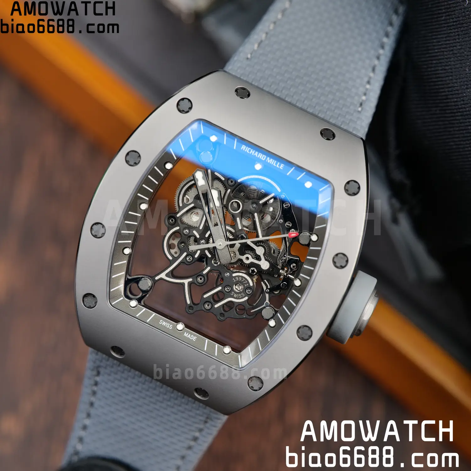 RICHARD MILLE RM055 Gray Ceramic UMI 1:1 Best Edition on Nylon Strap RMUL2 Free Sprung 50 cc5f42bae0abe92 AMO Watch