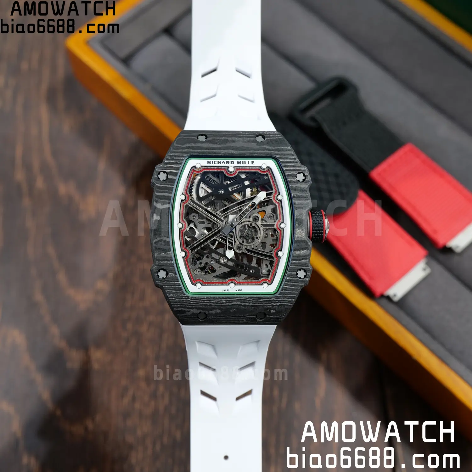 RICHARD MILLE 1:1 RM67-02 Black NTPT RICH Factory Pro 1:1 Italy Skeleton Dial White Rubber Strap CRMA7 Super Clone V2 78 cc78cd1743c6da9 AMO Watch