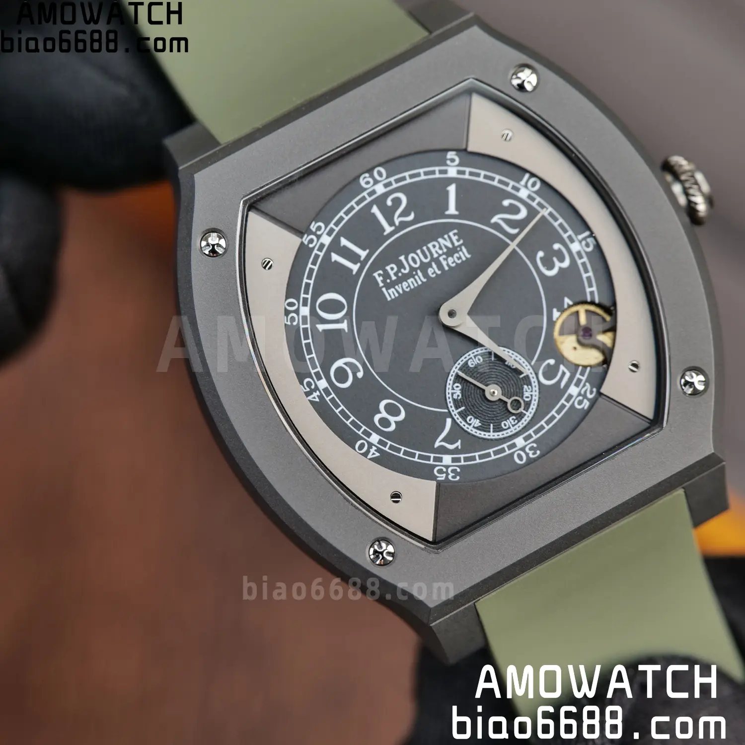 FPJ F.P.Journe Elegante PVD FJ Factory Best Edition Black Dial on Green Rubber Strap Quartz V2 96 cdd70b11922d605 AMO Watch