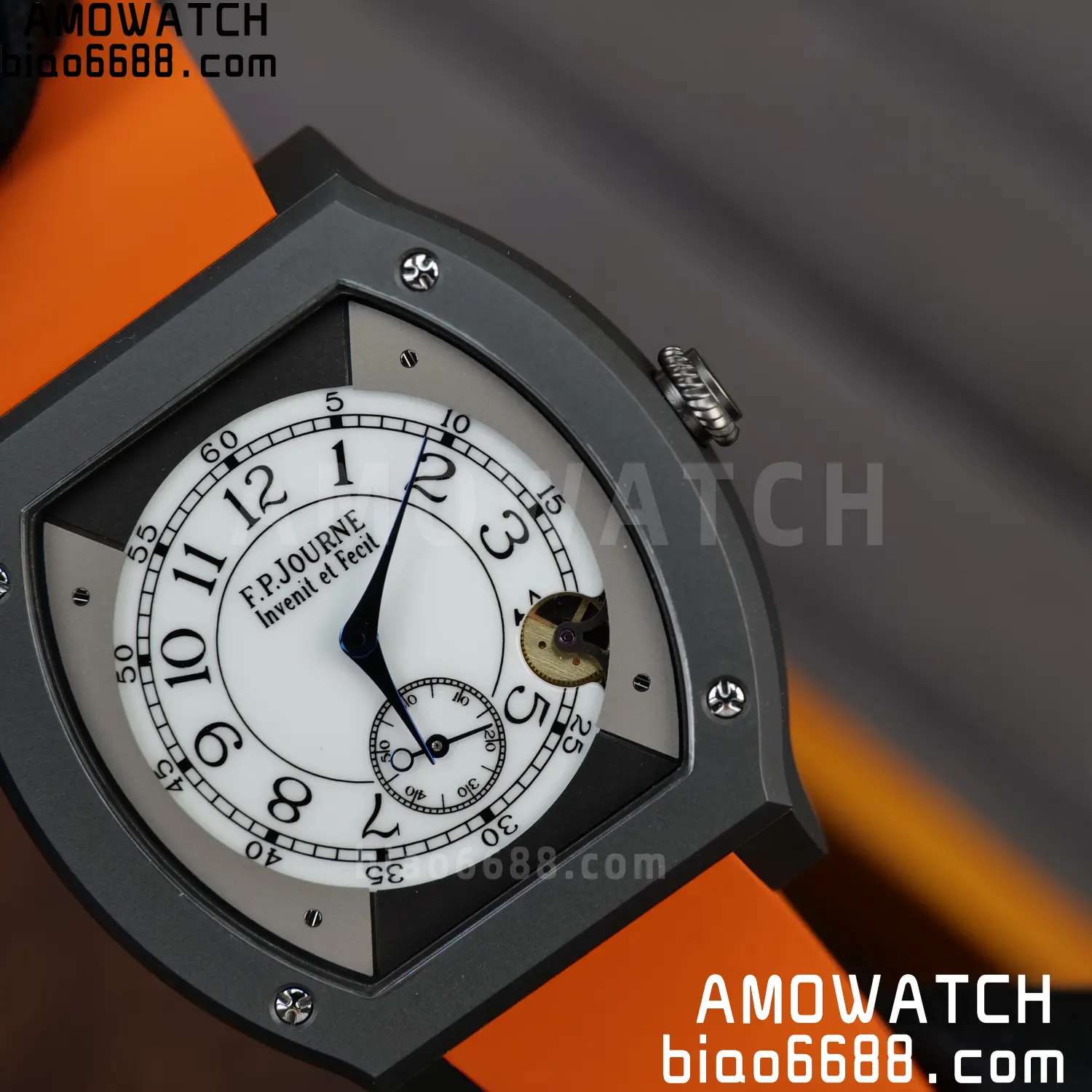 FPJ F.P.Journe Elegante PVD FJ Factory Best Edition White Dial on Orange Rubber Strap Quartz V2 93 cebb6d2a4c44f36 AMO Watch