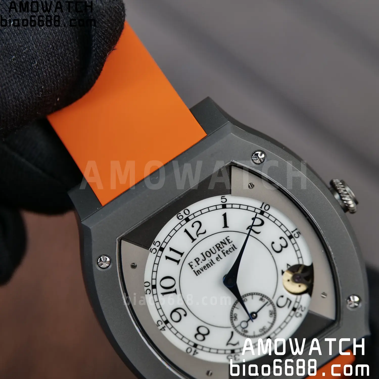 FPJ F.P.Journe Elegante PVD FJ Factory Best Edition White Dial on Orange Rubber Strap Quartz V2 92 d01493cd74ee0c1 AMO Watch