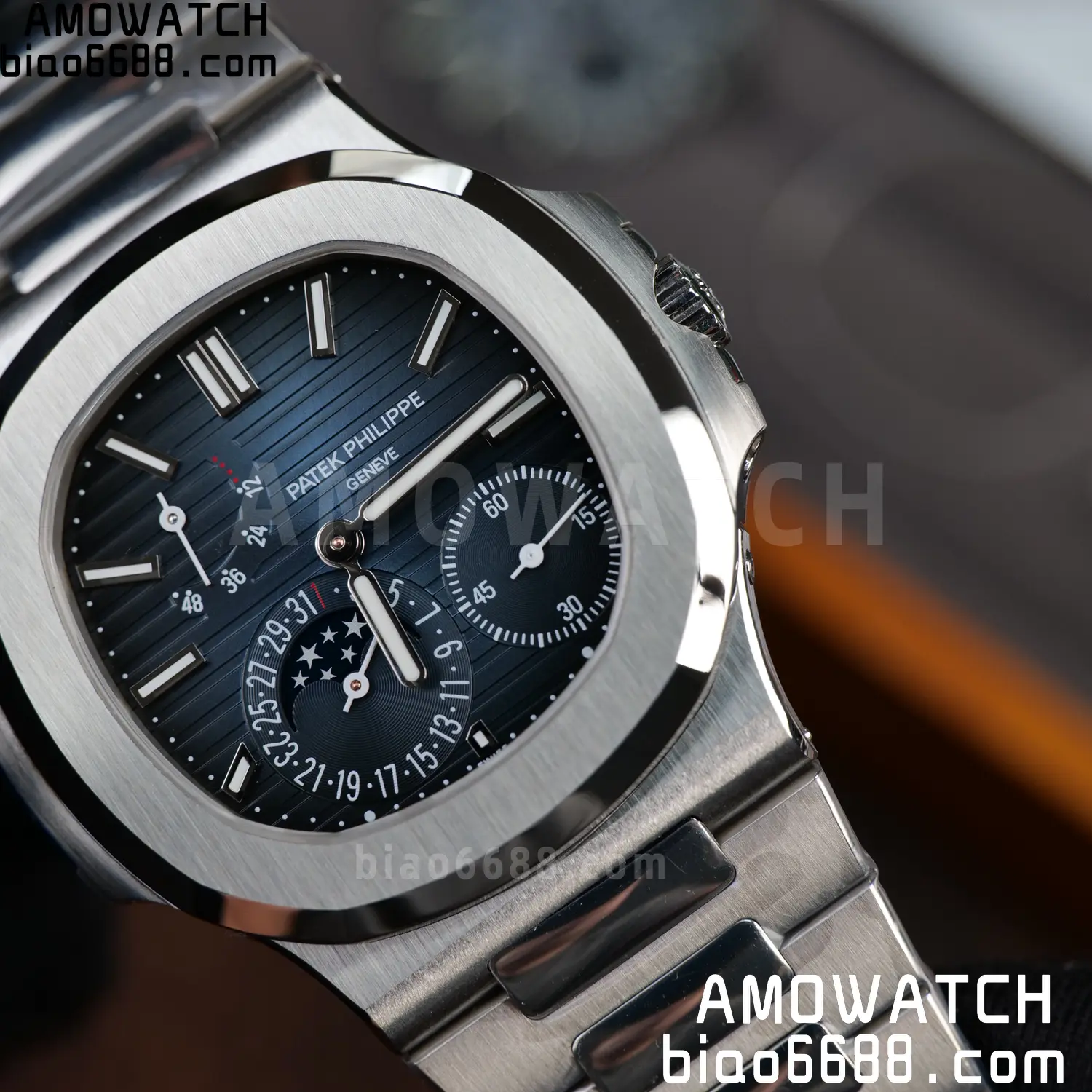 Custom Made Patek Philippe Nautilus 5712 SS UMI 130 d06cffdef7da0f3 AMO Watch