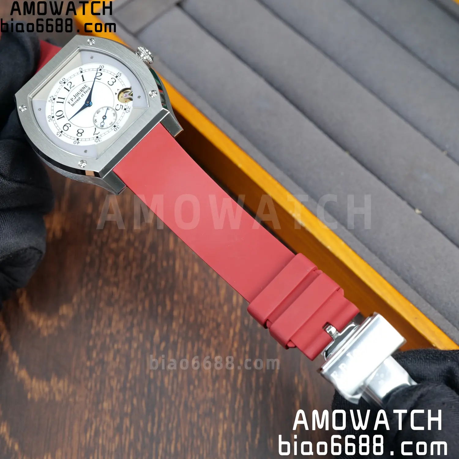 FPJ F.P.Journe Elegante FJ Factory Best Edition White Dial on Red Rubber Strap Quartz V2 87 d09a62bdd7f316a AMO Watch