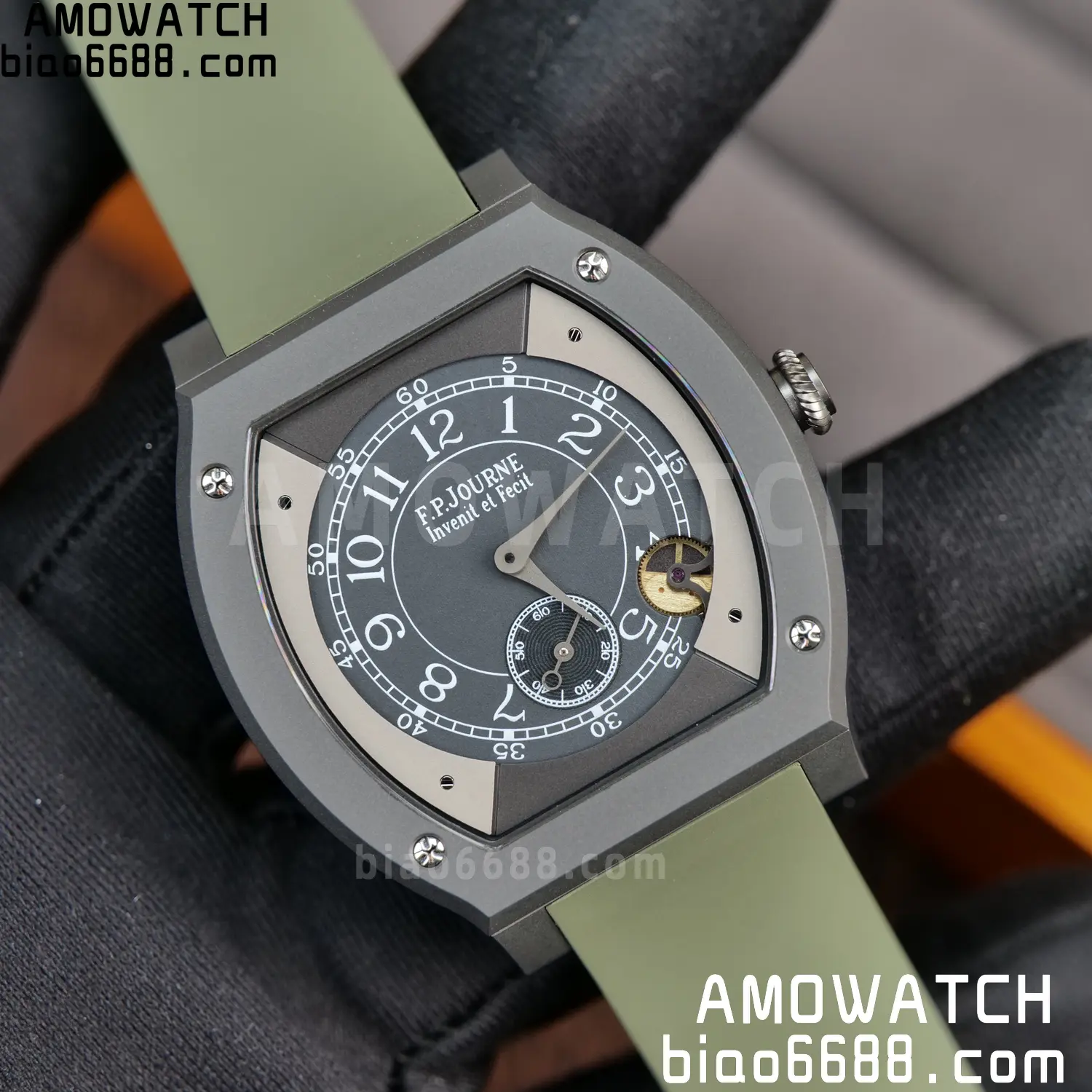 FPJ F.P.Journe Elegante PVD FJ Factory Best Edition Black Dial on Green Rubber Strap Quartz V2 100 d11309438c2086f AMO Watch