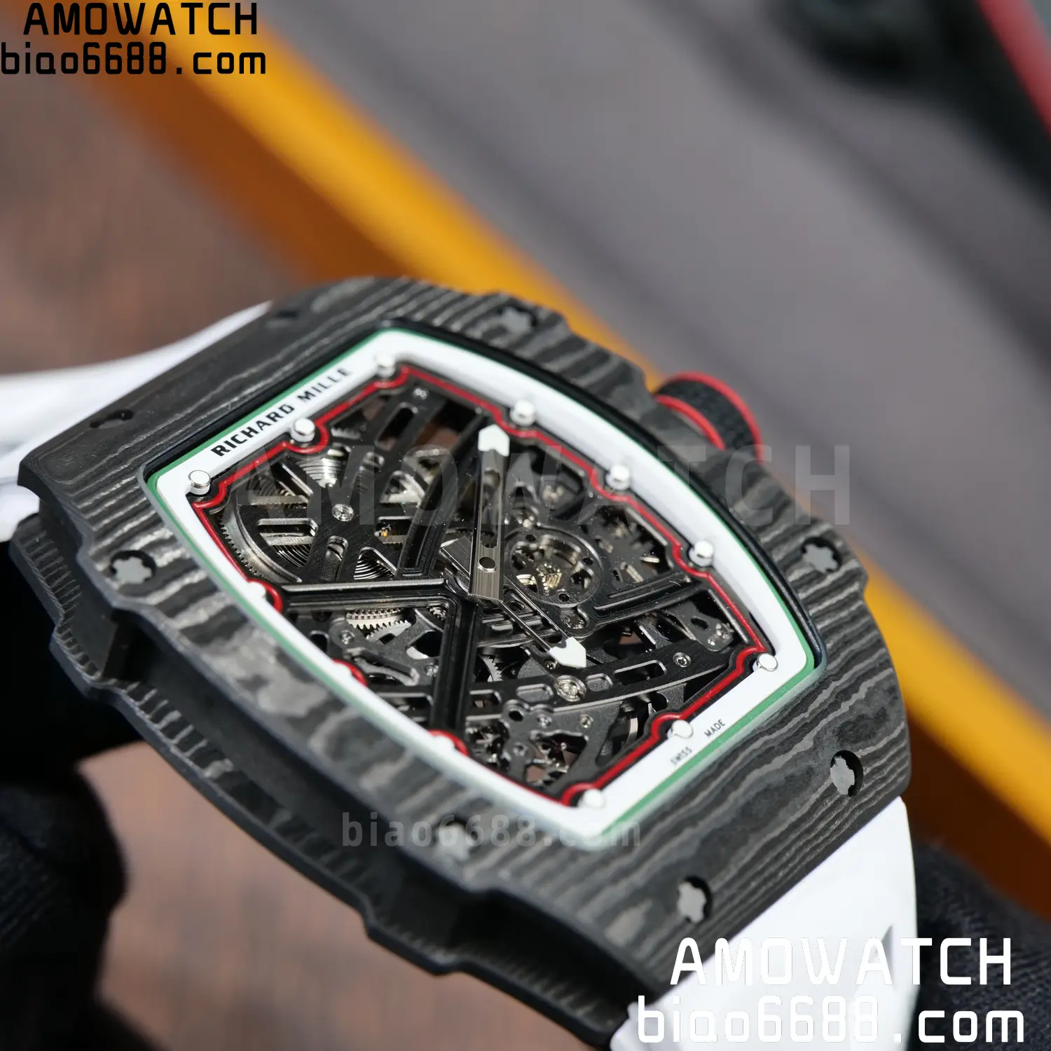 RICHARD MILLE 1:1 RM67-02 Black NTPT RICH Factory Pro 1:1 Italy Skeleton Dial White Rubber Strap CRMA7 Super Clone V2 89 d2298c7810ed8f9 AMO Watch