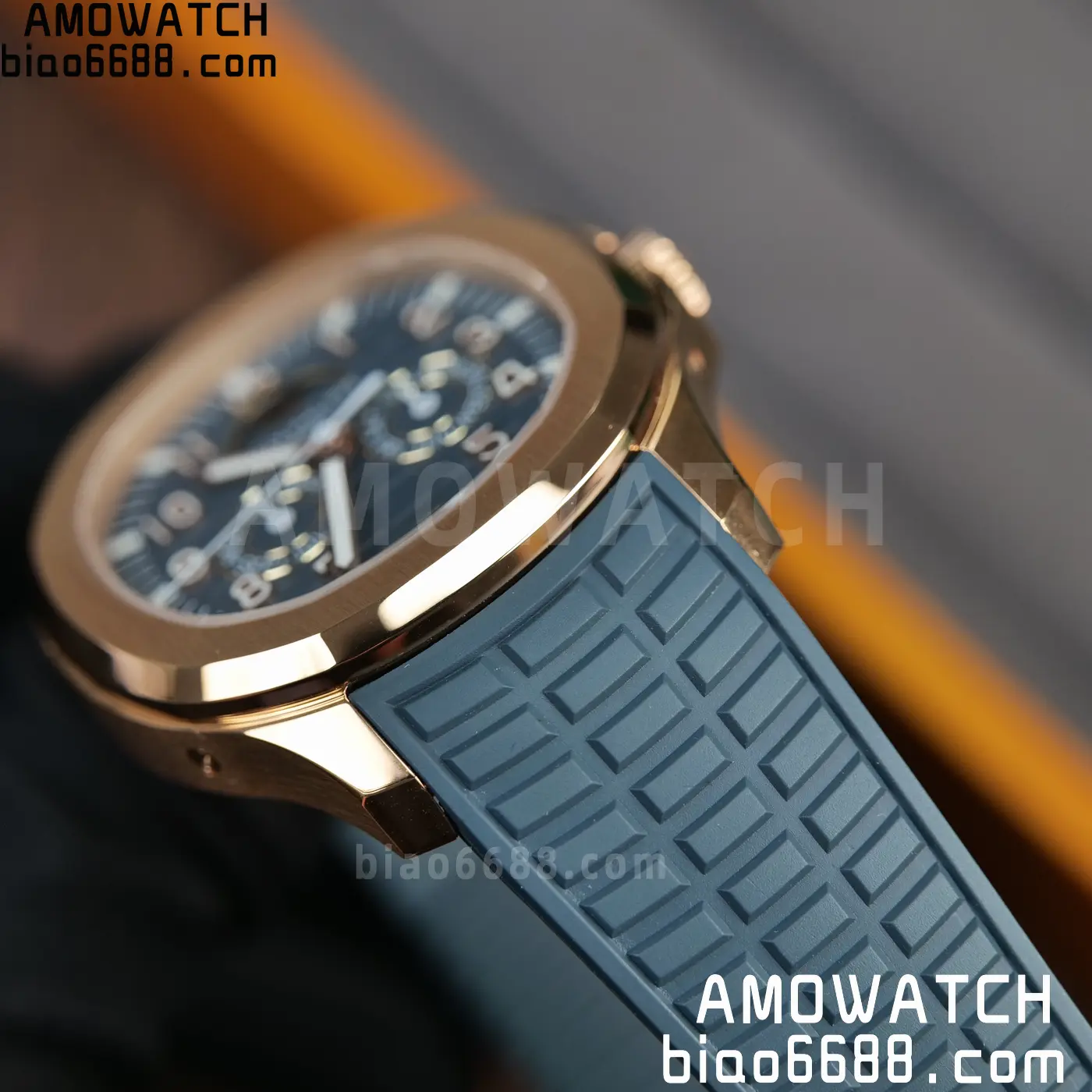 Patek Philippe Aquanaut 5261R RG APW Factory 1:1 Best Edition Dial on Blue Rubber Strap V2 88 d23c7ee19b68f18 AMO Watch