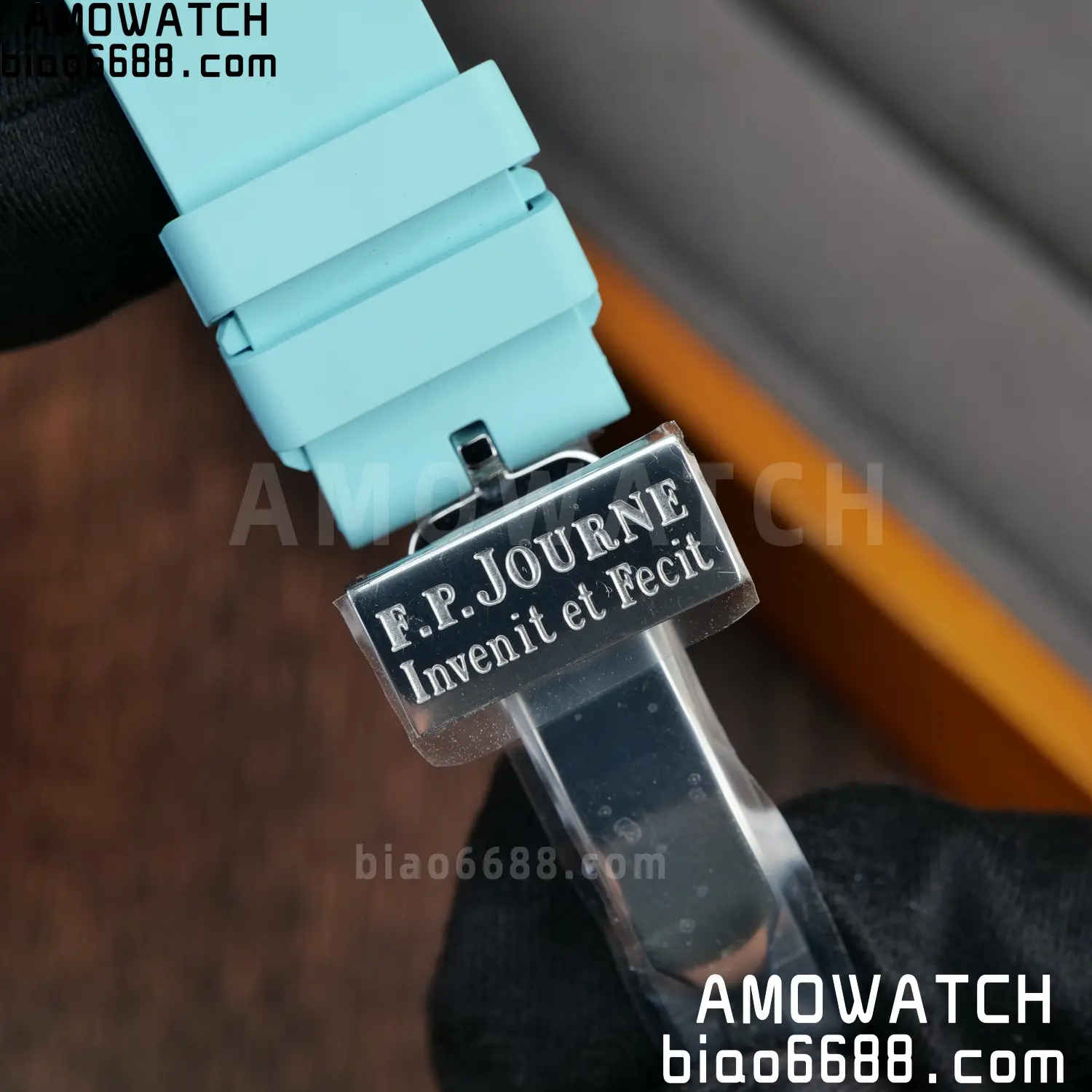 FPJ F.P.Journe Elegante FJ Factory Best Edition White Dial on Light Blue Rubber Strap Quartz V2 109 d3d9e2eea98f04e AMO Watch