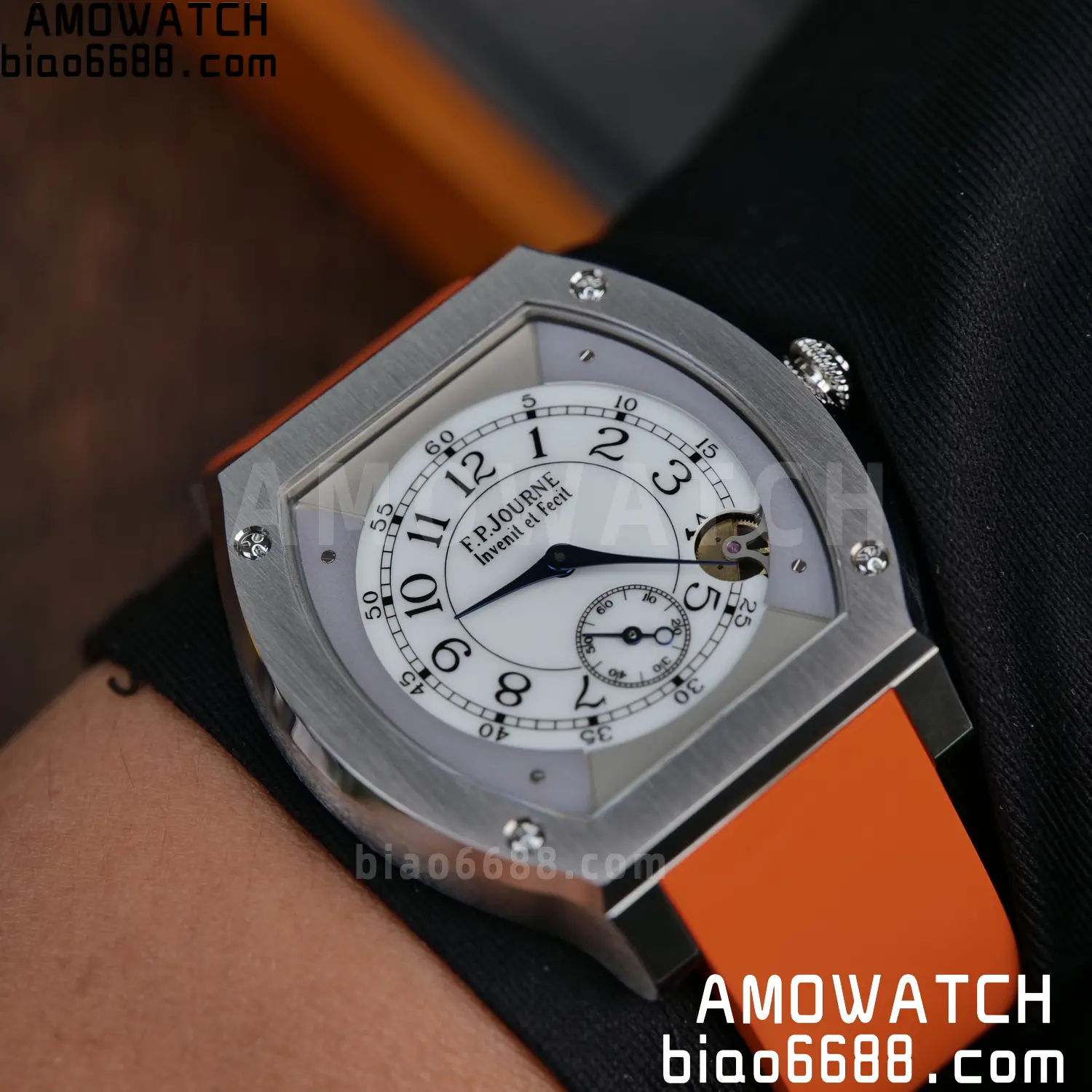 FPJ F.P.Journe Elegante FJ Factory Best Edition White Dial on Orange Rubber Strap Quartz V2 113 d51e385c020da18 AMO Watch