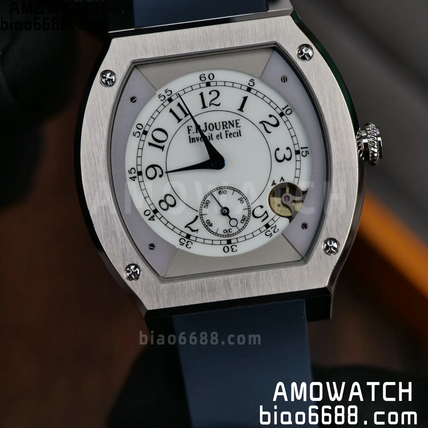 FPJ F.P.Journe Elegante FJ Factory Best Edition White Dial on Blue Rubber Strap Quartz V2 100 d53887d4ac3acc5 AMO Watch