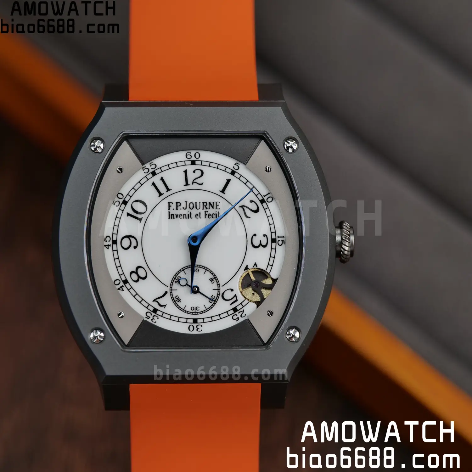 FPJ F.P.Journe Elegante PVD FJ Factory Best Edition White Dial on Orange Rubber Strap Quartz V2 82 d644f3b439edcce AMO Watch