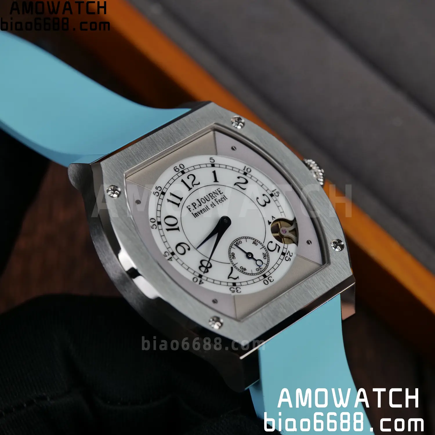 FPJ F.P.Journe Elegante FJ Factory Best Edition White Dial on Light Blue Rubber Strap Quartz V2 93 d8bdcacdb405117 AMO Watch