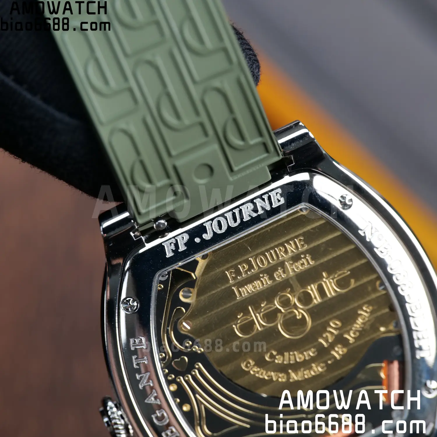 FPJ F.P.Journe Elegante FJ Factory Best Edition White Dial on Green Rubber Strap Quartz V2 108 d8ec47345a83bc0 AMO Watch