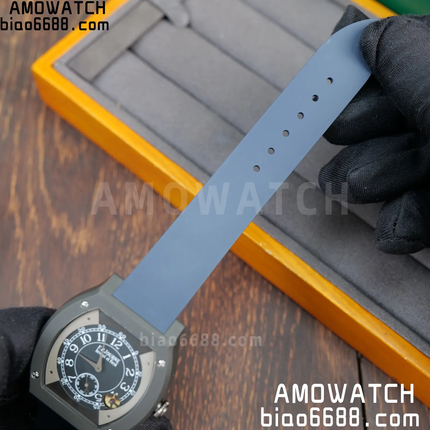 FPJ F.P.Journe Elegante PVD FJ Factory Best Edition Black Dial on Blue Rubber Strap Quartz V2 103 da47ae529077f4f AMO Watch