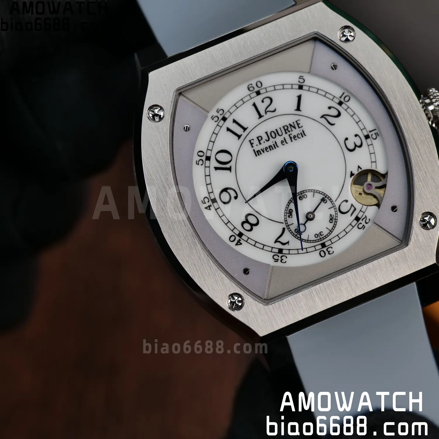 FPJ F.P.Journe Elegante FJ Factory Best Edition White Dial on Gray Rubber Strap Quartz V2 102 db43a8fbcfc5b15 AMO Watch