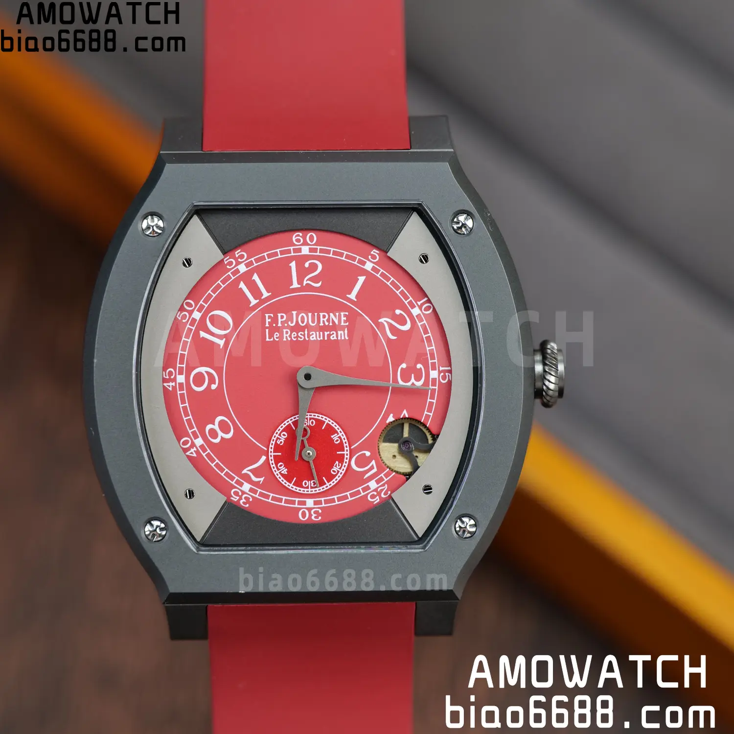 FPJ F.P.Journe Elegante PVD FJ Factory Best Edition Red Dial on RedRubber Strap Quartz V2 93 db85c882449aff7 AMO Watch