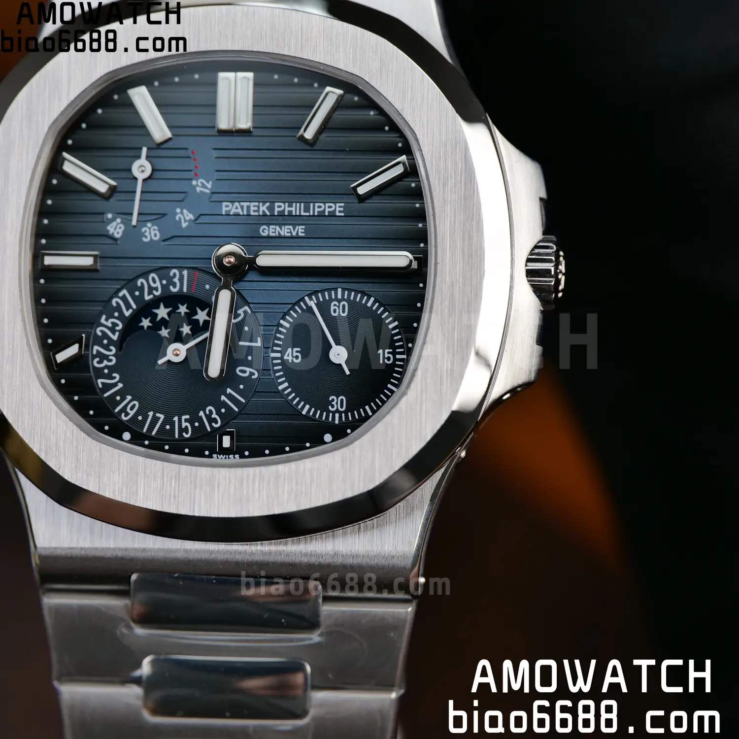 Custom Made Patek Philippe Nautilus 5712 SS UMI 138 dcb01123145d271 AMO Watch