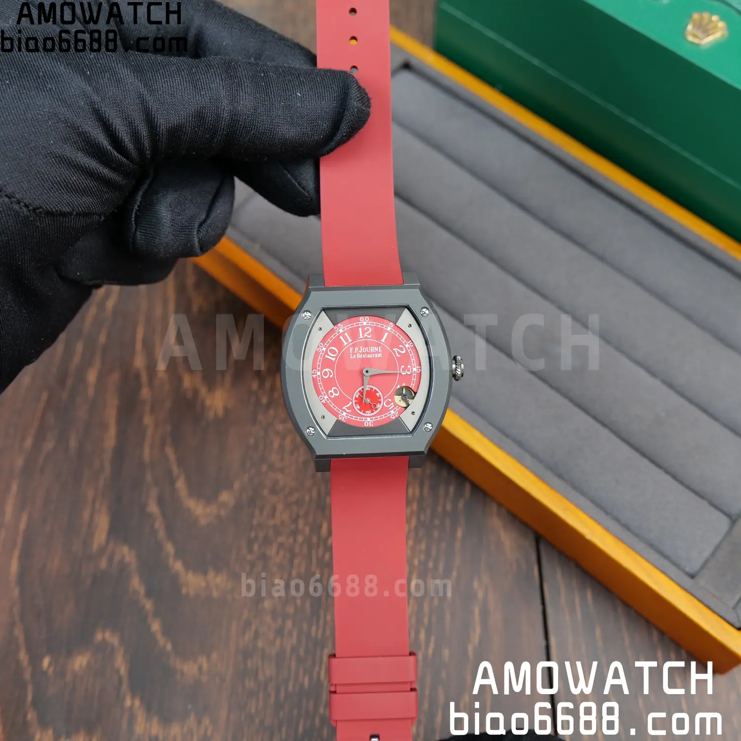 FPJ F.P.Journe Elegante PVD FJ Factory Best Edition Red Dial on RedRubber Strap Quartz V2 86 ded77ee2a66822e AMO Watch