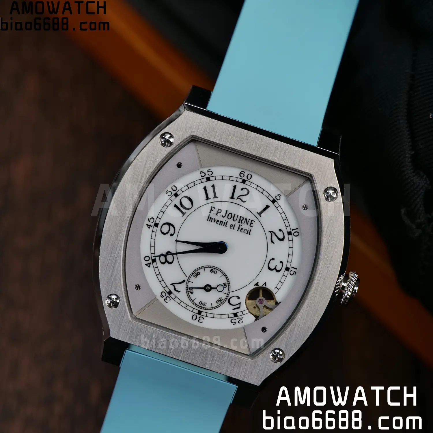 FPJ F.P.Journe Elegante FJ Factory Best Edition White Dial on Light Blue Rubber Strap Quartz V2 101 df3679e812e7e84 AMO Watch