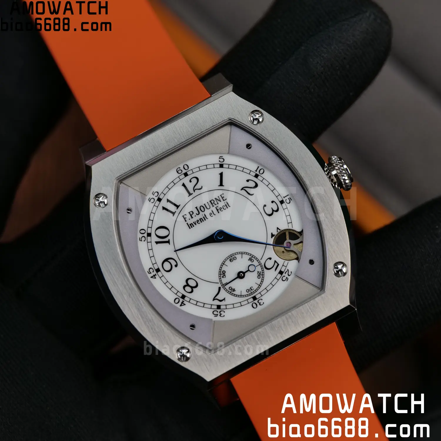 FPJ F.P.Journe Elegante FJ Factory Best Edition White Dial on Orange Rubber Strap Quartz V2 103 dffc11468d5af48 AMO Watch