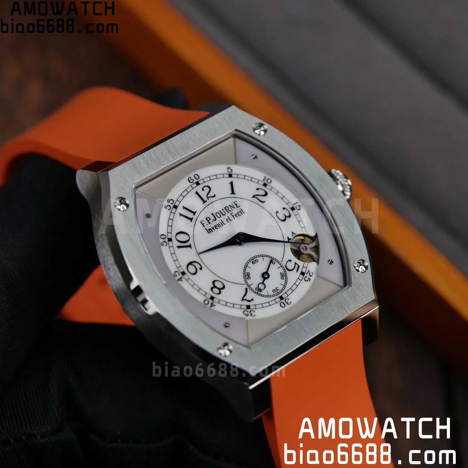 FPJ F.P.Journe Elegante FJ Factory Best Edition White Dial on Orange Rubber Strap Quartz V2 97 e0082d307e23227 AMO Watch