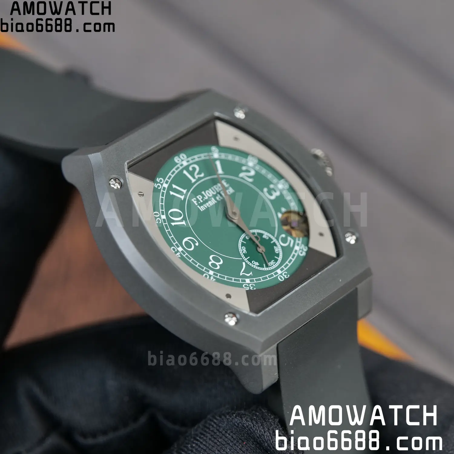 FPJ F.P.Journe Elegante PVD FJ Factory Best Edition Green Dial on Black Rubber Strap Quartz V2 84 e0b495ddb56ca61 AMO Watch