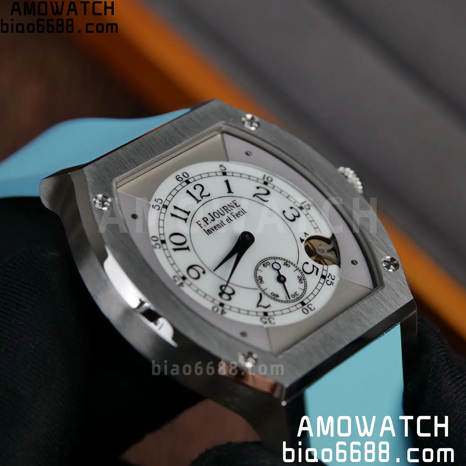 FPJ F.P.Journe Elegante FJ Factory Best Edition White Dial on Light Blue Rubber Strap Quartz V2 99 e12d5f683d851ee AMO Watch