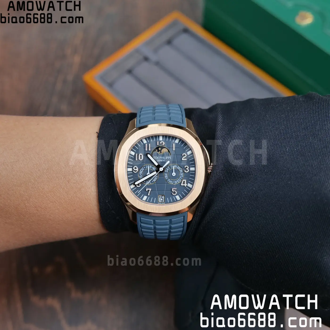 Patek Philippe Aquanaut 5261R RG APW Factory 1:1 Best Edition Dial on Blue Rubber Strap V2 114 e35c79753ee5483 AMO Watch