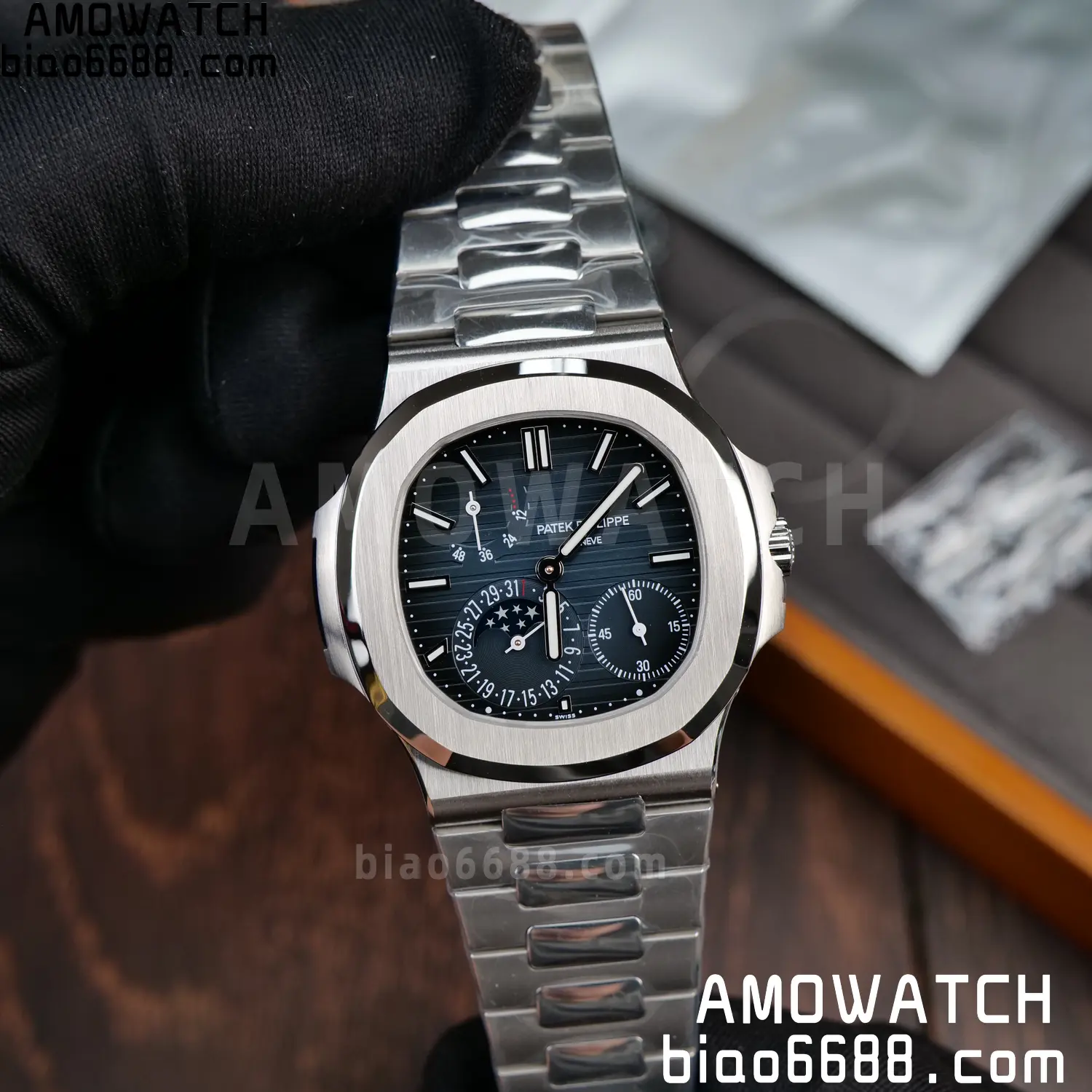 Custom Made Patek Philippe Nautilus 5712 SS UMI 116 e44cc3a796807a4 AMO Watch