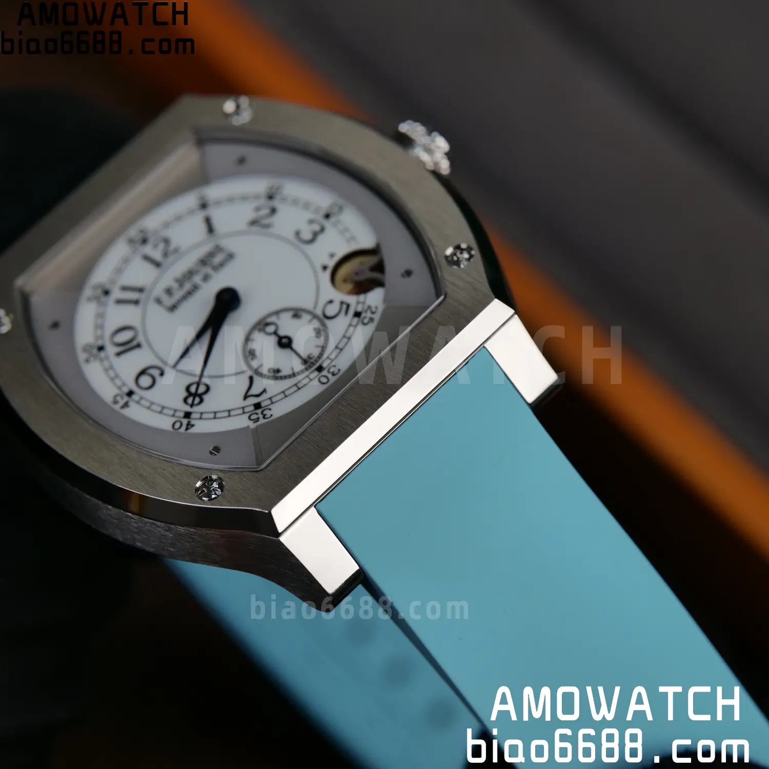 FPJ F.P.Journe Elegante FJ Factory Best Edition White Dial on Light Blue Rubber Strap Quartz V2 88 e4988d55baabb81 AMO Watch