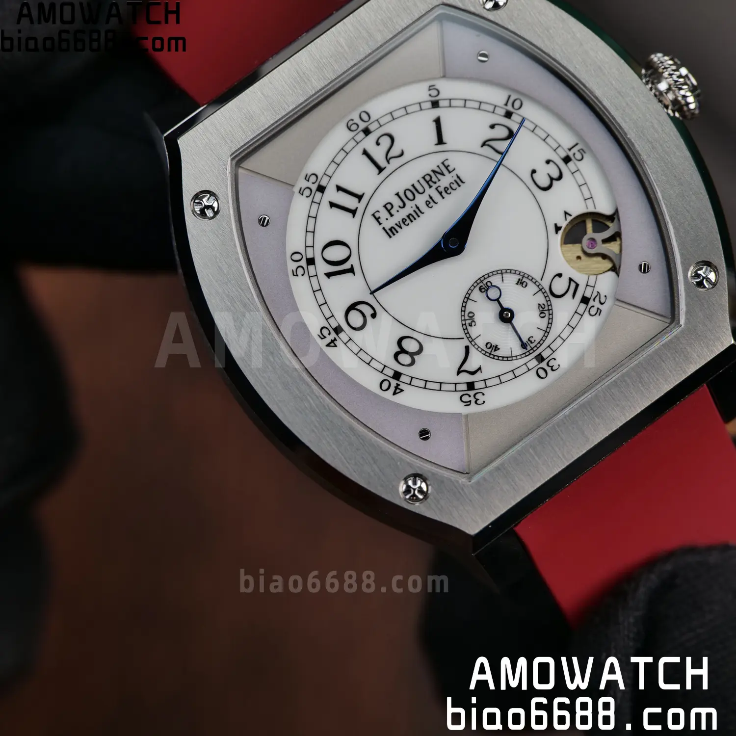 FPJ F.P.Journe Elegante FJ Factory Best Edition White Dial on Red Rubber Strap Quartz V2 103 e67d0b812d0ae62 AMO Watch