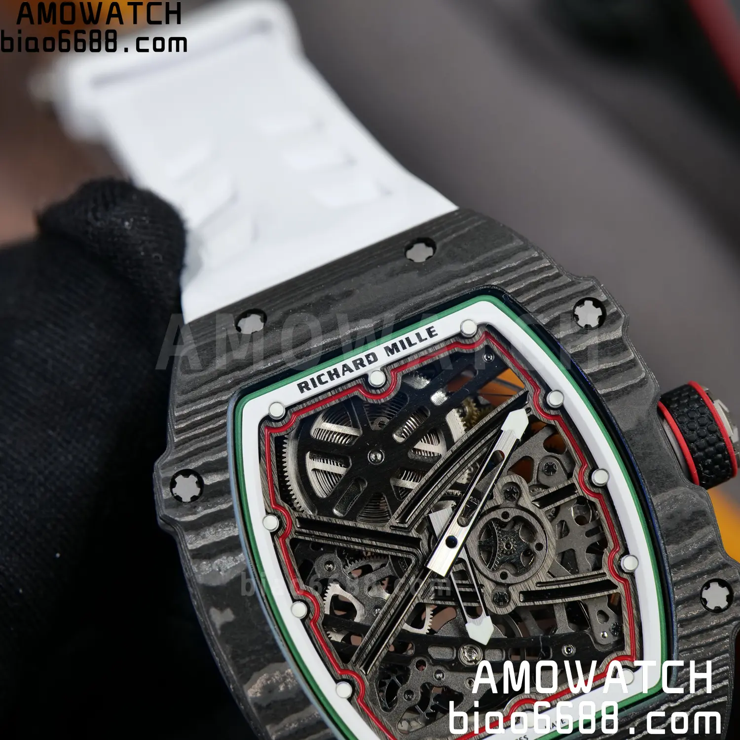 RICHARD MILLE 1:1 RM67-02 Black NTPT RICH Factory Pro 1:1 Italy Skeleton Dial White Rubber Strap CRMA7 Super Clone V2 90 e81899adf6e4169 AMO Watch